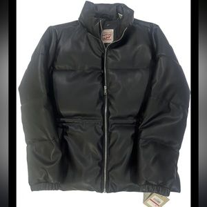 Levi's BLACK Women's Faux Leather Puffer Jacket-Size XS-New with Tags